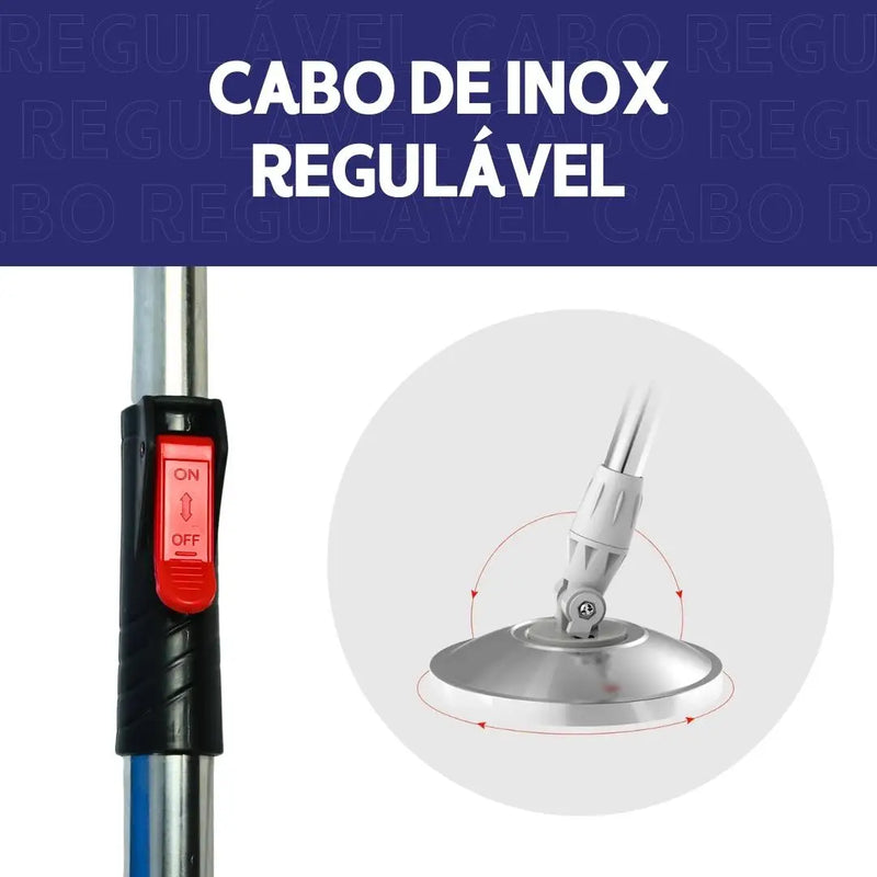 Mop / esfregão giratório com cesto em Inox - com 2 refis e dispenser para sabão