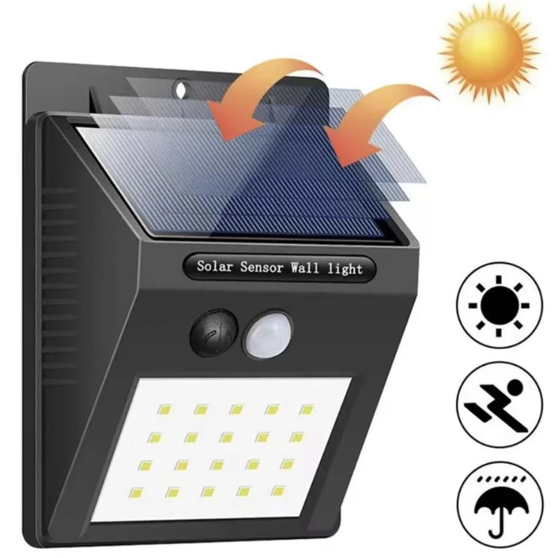 Luminária solar de led - automática com sensor de presença - 20 leds